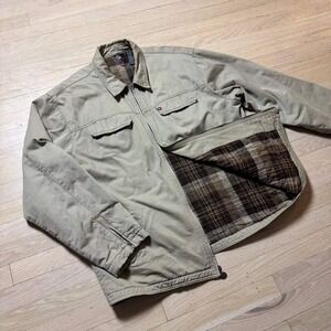 Quiksilver Mens Khaki Cotton Twill Plaid Flannel Lined Work Jacket XL X106437